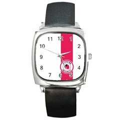 Brand Ribbon Pink With White Square Metal Watch by strawberrymilk