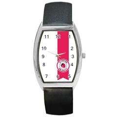 Brand Ribbon Pink With White Barrel Style Metal Watch