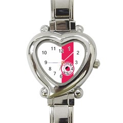 Brand Ribbon Pink With White Heart Italian Charm Watch