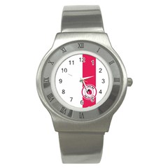 Brand Ribbon Pink With White Stainless Steel Watch by strawberrymilk