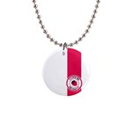 Brand Ribbon Pink With White 1  Button Necklace Front