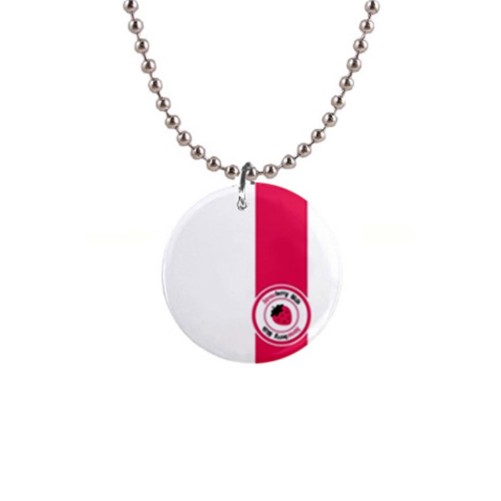 Brand Ribbon Pink With White 1  Button Necklace