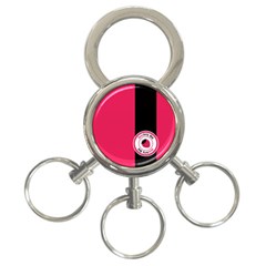 Brand Ribbon Black With Pink 3-ring Key Chain