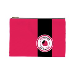 Brand Ribbon Black With Pink Cosmetic Bag (large)