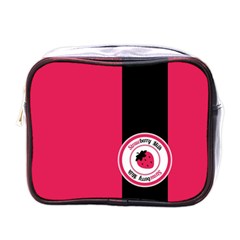 Brand Ribbon Black With Pink Mini Toiletries Bag (one Side)