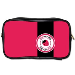 Brand Ribbon Black With Pink Toiletries Bag (one Side) by strawberrymilk