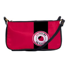 Brand Ribbon Black With Pink Shoulder Clutch Bag