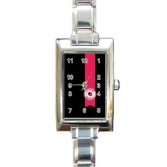 Brand Ribbon Pink With Black Rectangular Italian Charm Watch by strawberrymilk