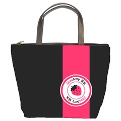 Brand Ribbon Pink With Black Bucket Bag