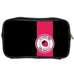 Brand Ribbon Pink With Black Toiletries Bag (one Side)