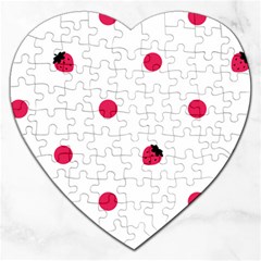 Strawberry Dots Pink Jigsaw Puzzle (heart) by strawberrymilk