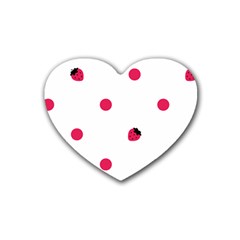 Strawberry Dots Pink Rubber Coaster (heart)