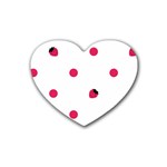 Strawberry Dots Pink Rubber Coaster (Heart) Front