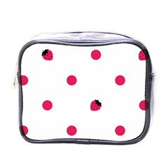 Strawberry Dots Pink Mini Toiletries Bag (one Side)