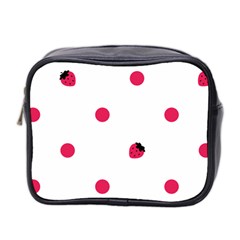 Strawberry Dots Pink Mini Toiletries Bag (two Sides)