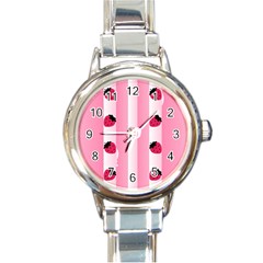 Strawberry Cream Cake Round Italian Charm Watch