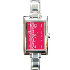 Strawberry Lace White With Pink Rectangular Italian Charm Watch