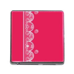 Strawberry Lace White With Pink Memory Card Reader With Storage (square)