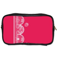 Strawberry Lace White With Pink Toiletries Bag (one Side)