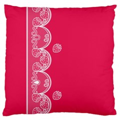 Strawberry Lace White With Pink Large Cushion Case (one Side)