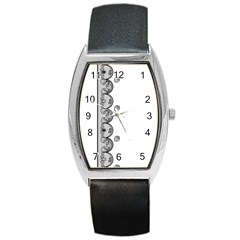 Lace White Dots White With Black Barrel Style Metal Watch