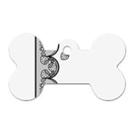 Lace White Dots White With Black Dog Tag Bone (Two Sides) Front