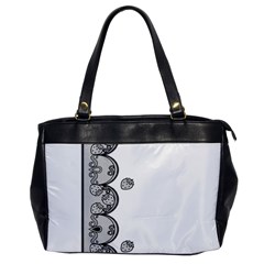 Lace White Dots White With Black Oversize Office Handbag (one Side)