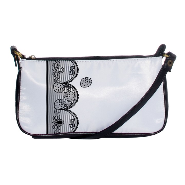 Lace White Dots White With Black Shoulder Clutch Bag