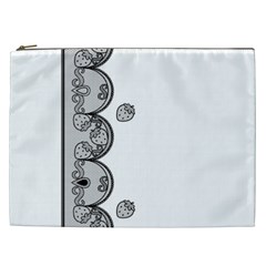 Lace White Dots White With Black Cosmetic Bag (xxl)