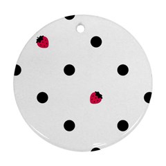 Strawberry Dots Black Ornament (round) by strawberrymilk