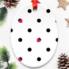 Strawberry Dots Black Ornament (oval)