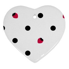 Strawberry Dots Black Ornament (heart) by strawberrymilk