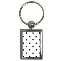 Strawberry Dots Black Key Chain (rectangle)