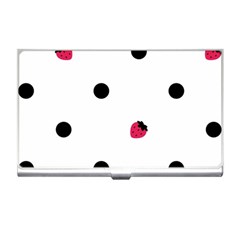 Strawberry Dots Black Business Card Holder by strawberrymilk