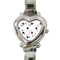 Strawberry Dots Black Heart Italian Charm Watch