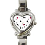 Strawberry Dots Black Heart Italian Charm Watch Front