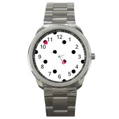 Strawberry Dots Black Sport Metal Watch