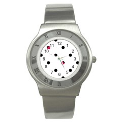 Strawberry Dots Black Stainless Steel Watch