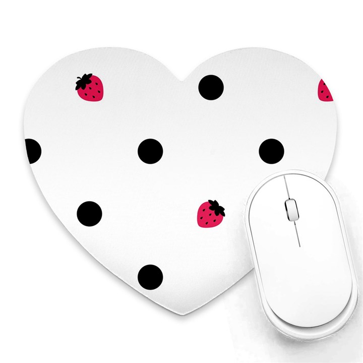 Strawberry Dots Black Mousepad (Heart)