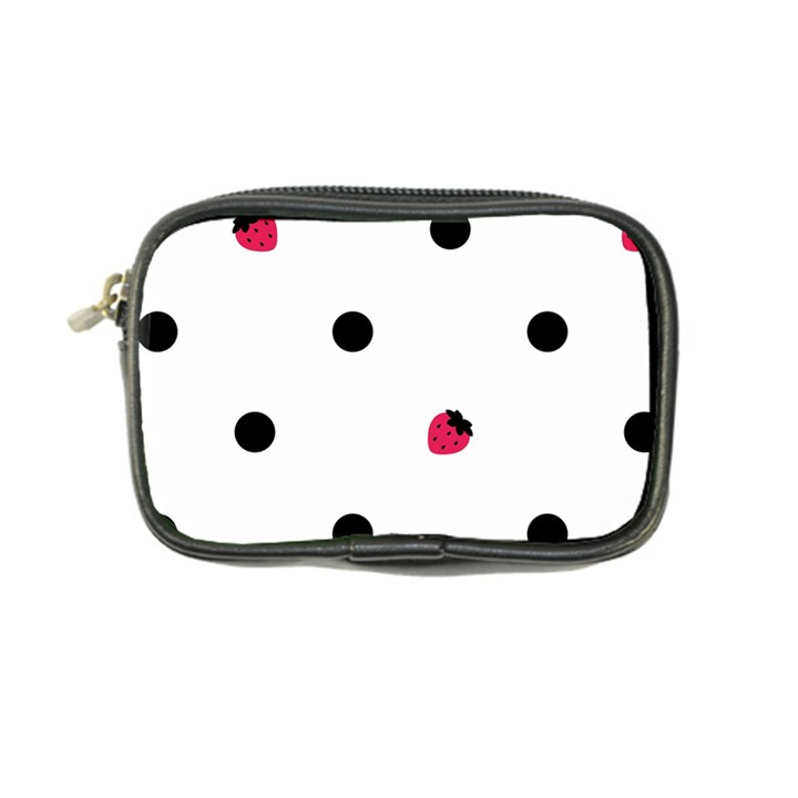 Strawberry Dots Black Coin Purse