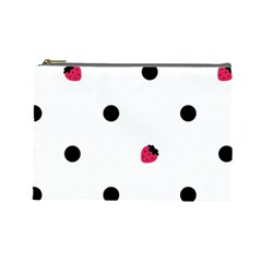 Strawberry Dots Black Cosmetic Bag (large)