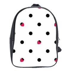 Strawberry Dots Black School Bag (large)