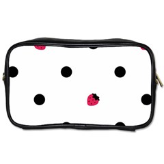 Strawberry Dots Black Toiletries Bag (one Side)