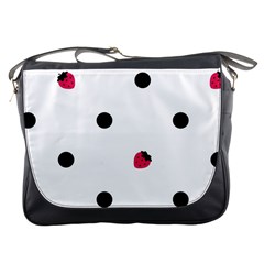 Strawberry Dots Black Messenger Bag by strawberrymilk