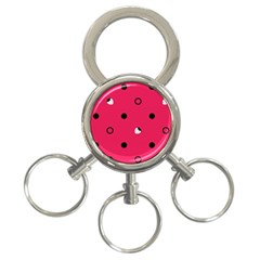 Strawberry Dots Black With Pink 3-ring Key Chain