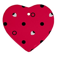 Strawberry Dots Black With Pink Heart Ornament (two Sides)