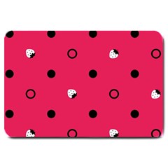 Strawberry Dots Black With Pink Large Doormat