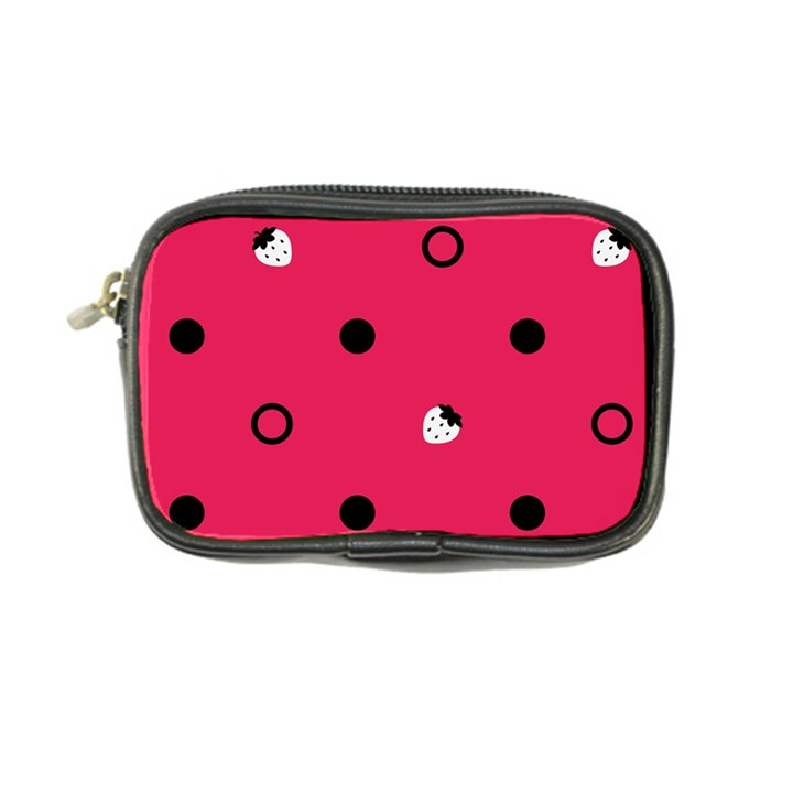 Strawberry Dots Black With Pink Coin Purse