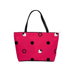 Strawberry Dots Black With Pink Classic Shoulder Handbag