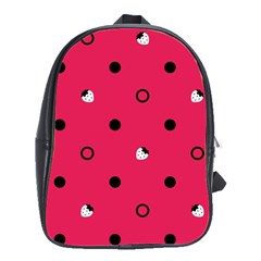 Strawberry Dots Black With Pink School Bag (large)